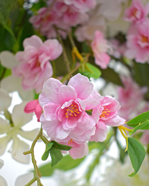 close up of artificial pale pink flower