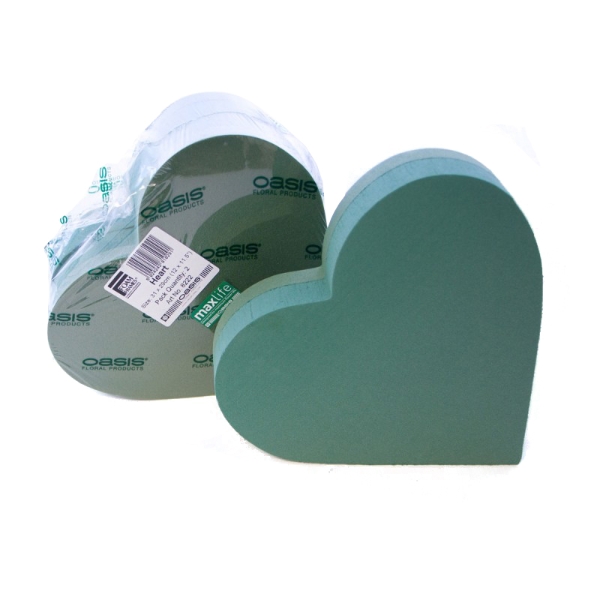 12 Mache Solid Heart <br>OASIS Floral Foam <br>2/Package