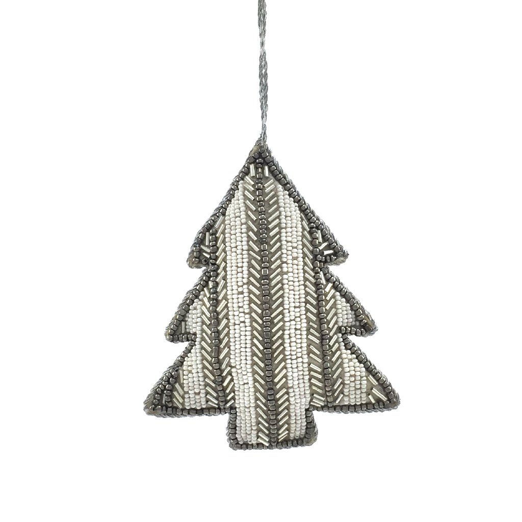 silver bead christmas tree decorations